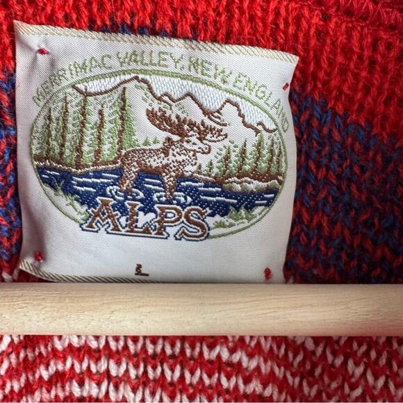 Vintage ALPS Merrimac Valley New England christmas sweater red size large - Picture 5 of 8